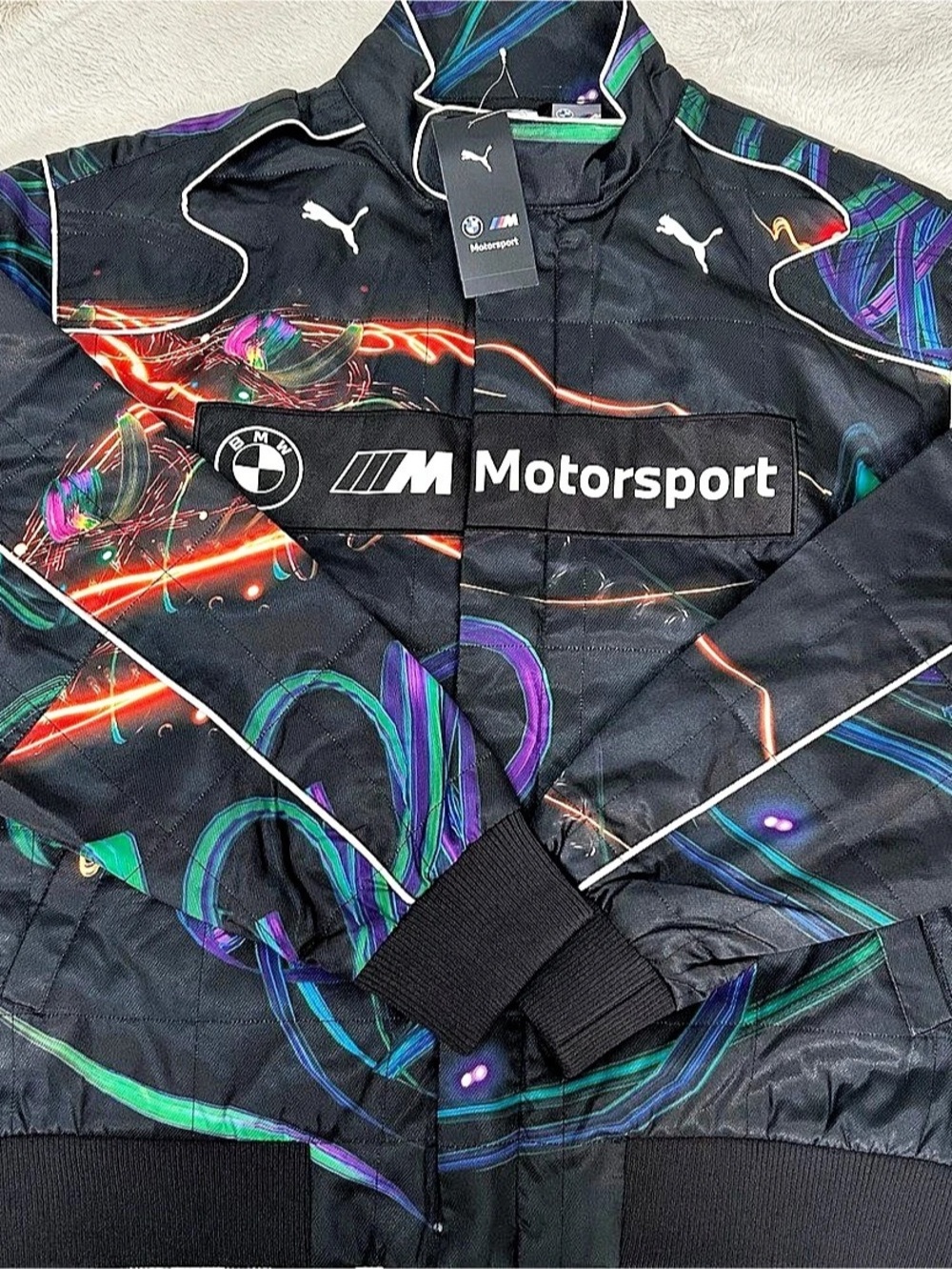 PUMA x BMW Medium Motorsport Cao Fei Racer Jacket Black & Green Medium
